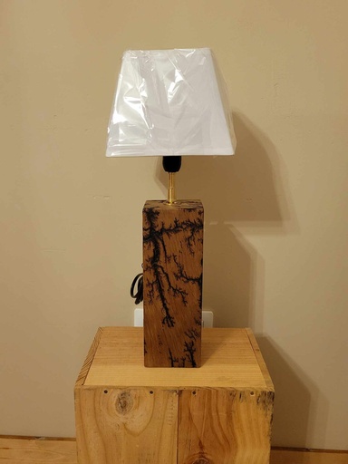 Pied de lampe de chevet en bois brûlé